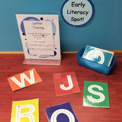 Early literacy spot letter tracing